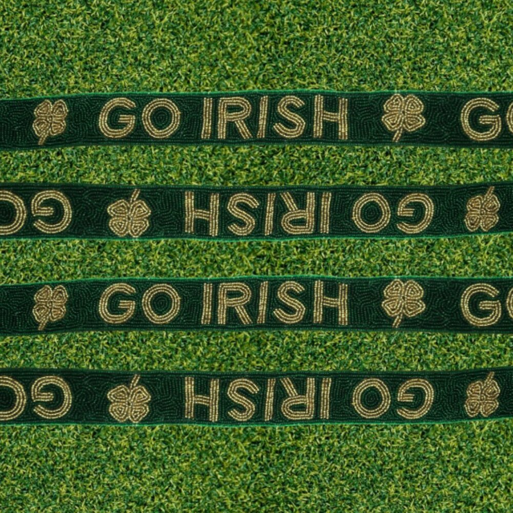 University of Notre Dame GO IRISH Beaded Purse Strap | Notre Dame Accessory - Picture 2 of 2